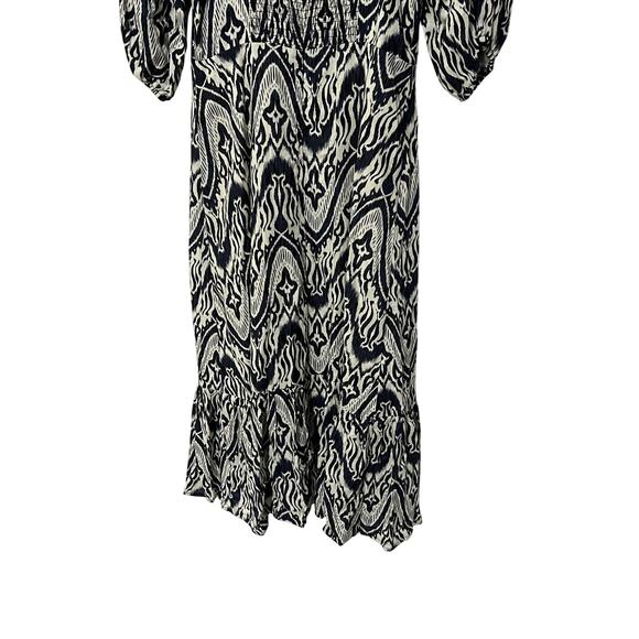 BAGATELLE COLLECTION WOMENS SIZE 8 DRESS PUFF SLEEVE IKAT MIDI DRESS BLUE NEW - Picture 10 of 15